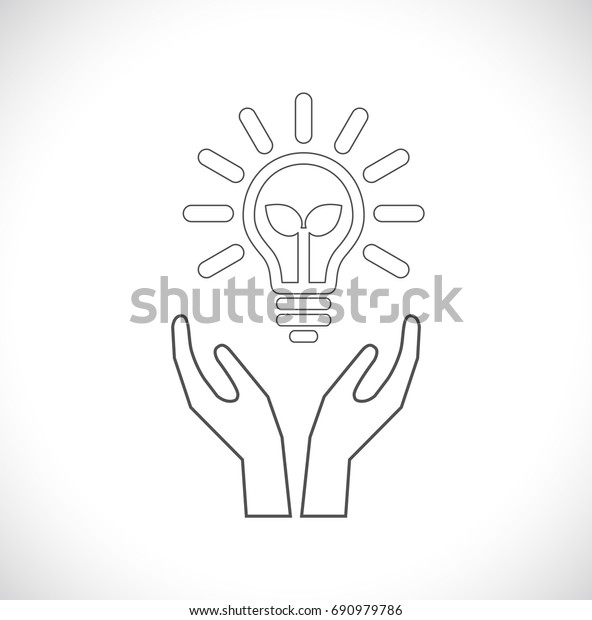 ightbulb eco design\
icon with carring\
hands