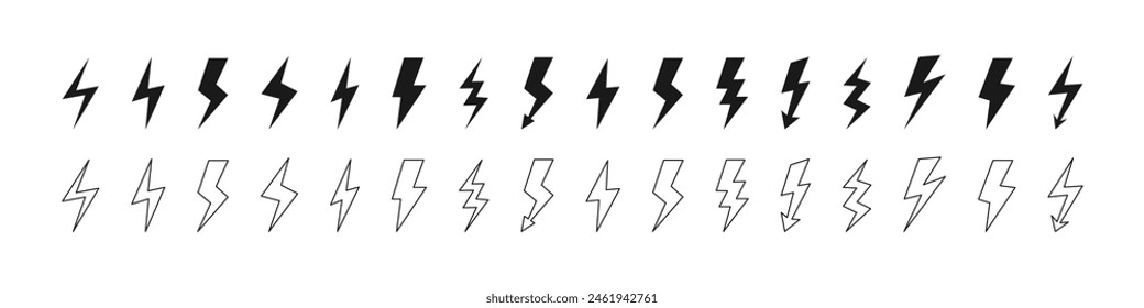 ightning bolt set. Lightning flash icons. Vector illustration.