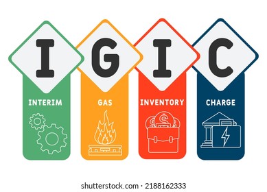 igic - acrónimo de carga de inventario de gas provisional. fondo de concepto de negocio. concepto de ilustración vectorial con palabras clave e iconos. ilustración con iconos para banner web, volante, página de inicio