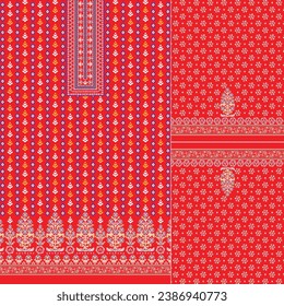 igital  kurti  front part and seleev illustrator vector design