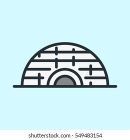 Igloo Arctic Ice House Minimal Colorful Flat Line Stroke Icon Pictogram Symbol Illustration