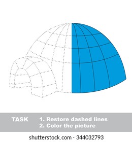 Igloo to be colored. Vector trace game. 