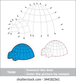 Igloo to be traced by numbers. Vector dot to dot game. Connect dots for numbers.