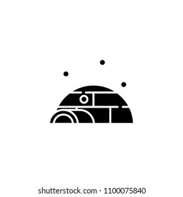 Igloo black icon concept. Igloo flat  vector symbol, sign, illustration.