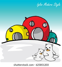 igloo building cartoon vector background