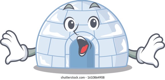 Igloo cartoon character design on a surprised gesture