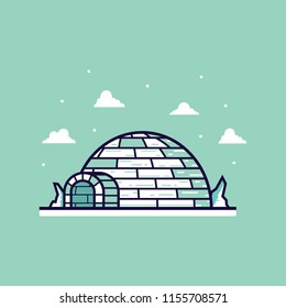 Igloo cartoon vector illustration with flat and clean design style.