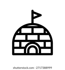 Igloo Dome With Flag Symbolizing Arctic Home, Winter Hospitality, And Northern Adventure, Culture Travel Lifestyle