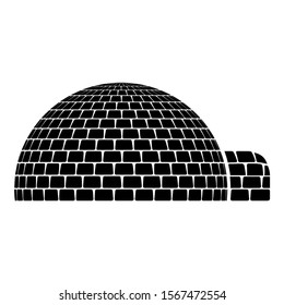 Igloo dwelling with icy cubes blocks Place when live inuits and eskimos Arctic home Dome shape icon black color vector illustration flat style image icon black color