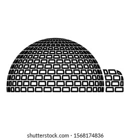 Igloo dwelling with icy cubes blocks Place when live inuits and eskimos Arctic home Dome shape icon outline black color vector illustration flat style image