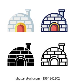 Igloo Eskimo Snow House Icon Set - Winter Holidays