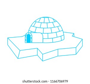 Igloo Eskimos traditional home. House of ice. Vector illustration

