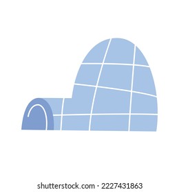 Igloo home illustration, northern inuit or eskimo house made of ice blocks, doodle colored icon, vector illustration isolated on white background