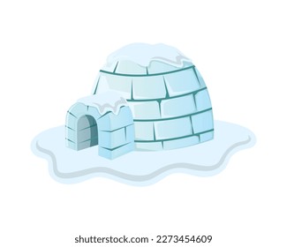 Igloo House Covered in Snow Illustration visualized with Semi Detailed Illustration