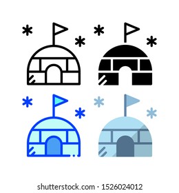 Igloo house icon. With outline, glyph, filled outline and flat style