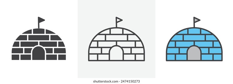 Igloo house icon set. Vector symbol for shelter.