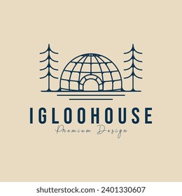 igloo house line art logo icon simple vector illustration template design