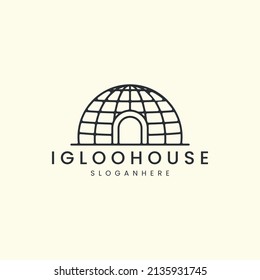igloo house line art style logo icon template design.ice,igluit, vector illustration