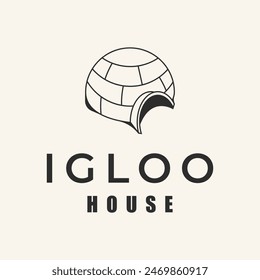 igloo house line design art logo vector .