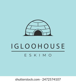 igloo house line design art logo vector 