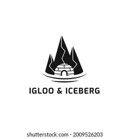 Igloo house logo with iceberg vector illustration