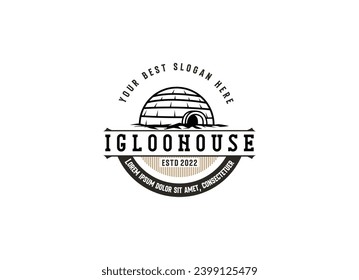 igloo house logo line art vector vintage simple illustration template icon graphic design. traditional house of eskimo people sign or symbol building culture concept