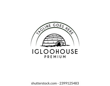 igloo house logo line art vector vintage simple illustration template icon graphic design. traditional house of eskimo people sign or symbol building culture concept