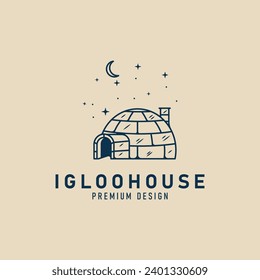 igloo house logo line art icon minimalist vector illustration template graphic design