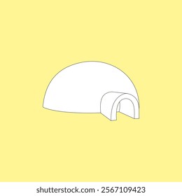 Igloo house vector illustration on yellow background. Winter shelter building