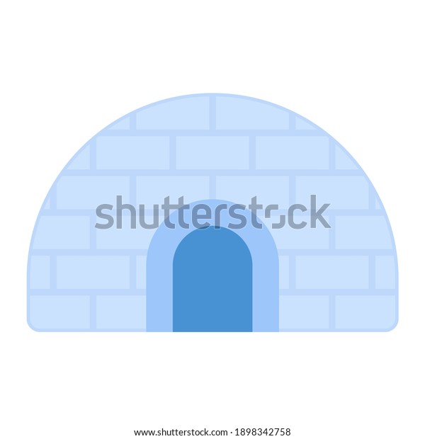 igloo\
house in winter using soft color and flat\
style