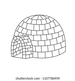 Igloo ice house doodle line vector illustration