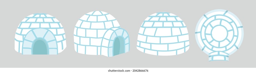 Igloo ice house in flat design 3d 