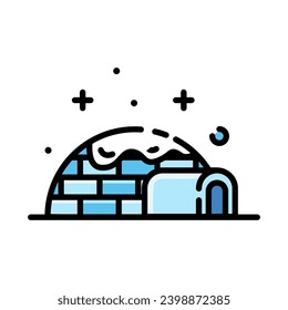 Igloo ice house flat icon color vector illustration isolated on white background