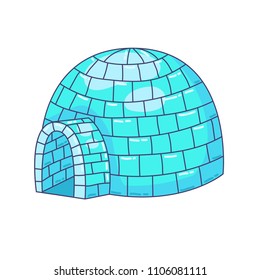 igloo ice house north home doodle colorful vector illustration