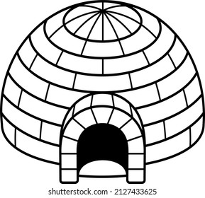 Igloo ice house. Vector outline illustration.