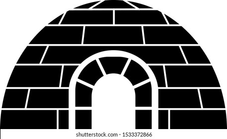 Igloo icehouse icon, black symbol isolated on white background