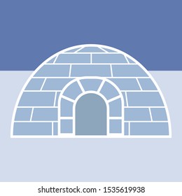 Igloo icehouses on snow in Arctic. 