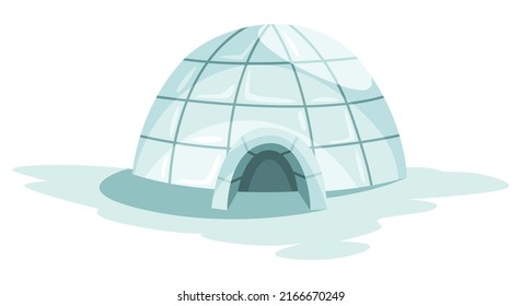 Igloo Icon. Cartoon Vector Icehouse. Winter Construction From Ice Blocks. Eskimo Peoples House Isolated On White Background