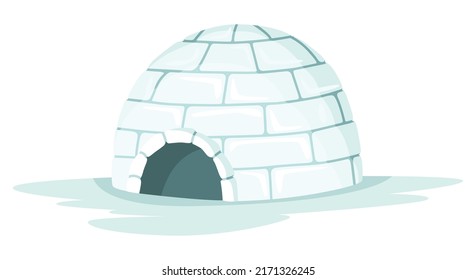 Igloo Icon. Cartoon Vector Icehouse. Winter Construction From Ice Blocks. Eskimo Peoples House Isolated On White Background