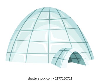 Igloo Icon. Cartoon Vector Icehouse. Winter Construction From Ice Blocks. Eskimo Peoples House Isolated On White Background