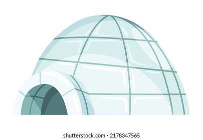 Igloo Icon. Cartoon Vector Icehouse. Winter Construction From Ice Blocks. Eskimo Peoples House Isolated On White Background