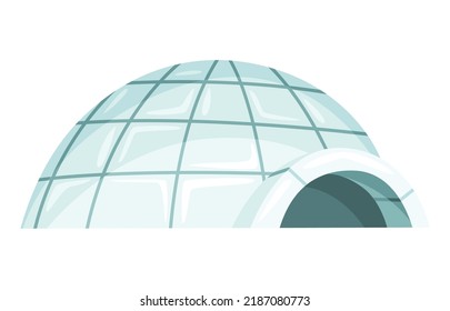 Igloo Icon. Cartoon Vector Icehouse. Winter Construction From Ice Blocks. Eskimo Peoples House Isolated On White Background