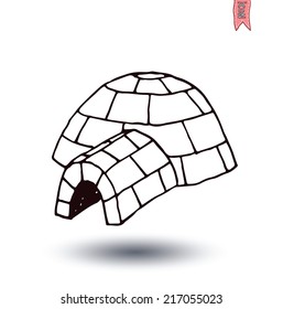 igloo icon, cartoon vector illustration