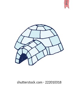 igloo icon, cartoon vector illustration