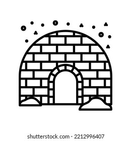 Igloo icon for Eskimo tribe home building in black outline style