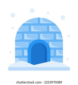 Igloo icon in flat style vector, winter house icon, winter