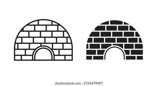 Icono del iglú con el glifo y la línea. iconos negros del vector para la interfaz de usuario del Web