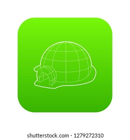 Igloo icon green vector isolated on white background
