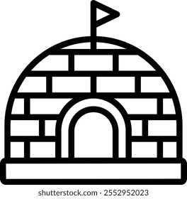 igloo icon illustratuon design with outline, this is not made from any AI generation