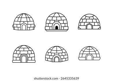 igloo icon line art vector illustration